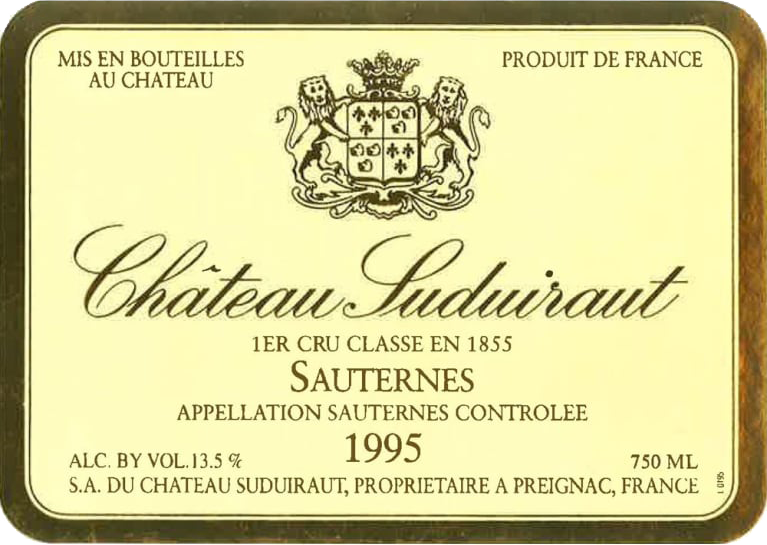 Suduiraut, Bordeaux, Sauternes, France, AOC, 1er Cru Classe